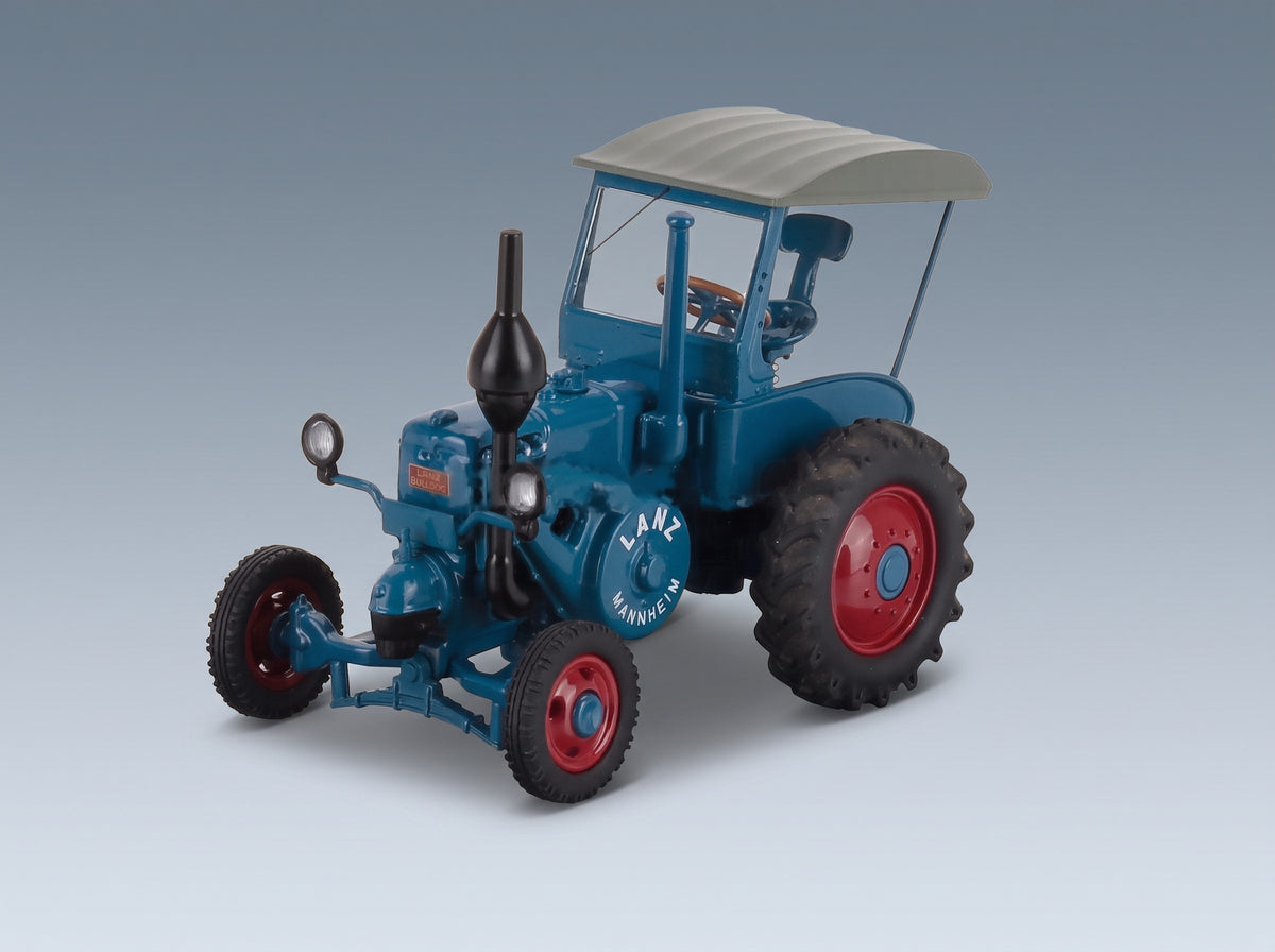 Lanz Bulldog D9506 Tractor 1949 Blue Red Schuco 1:43 scale model - front three-quarter view