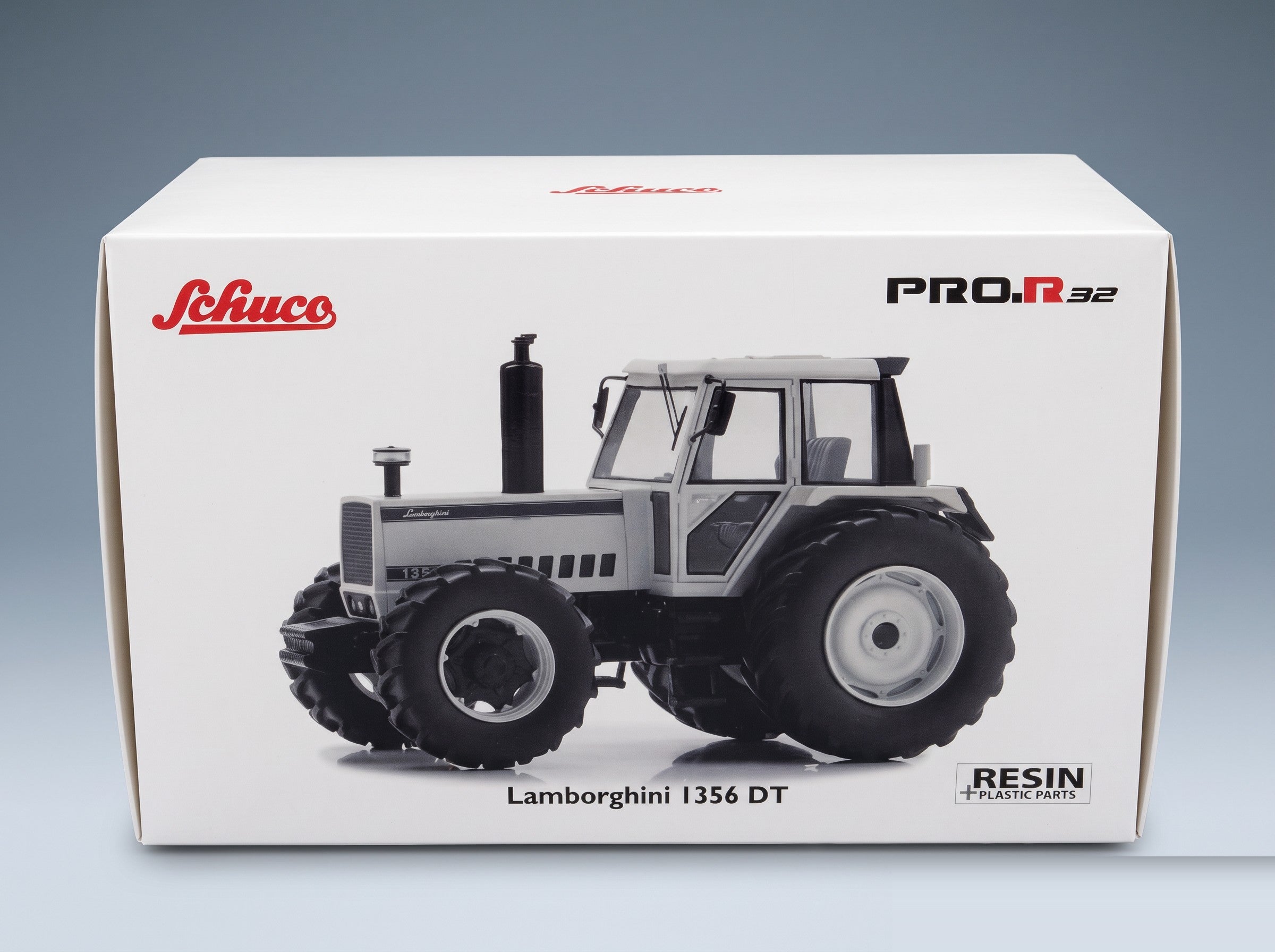 Lamborghini 1356DT Tractor 1987 White Black Schuco 1:32 scale model - original packaging
