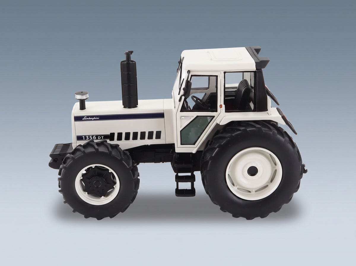Lamborghini 1356DT Tractor 1987 White Black Schuco 1:32 scale model - side view
