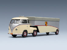 Porsche T1b Continental Motors Car Transporter 1962 Cream Grey Silver Schuco 1:64 scale model - front three-quarter view