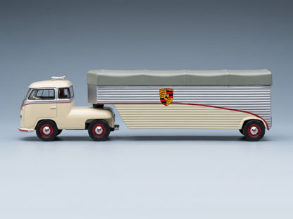Porsche T1b Continental Motors Car Transporter 1962 Cream Grey Silver Schuco 1:64 scale model - side view