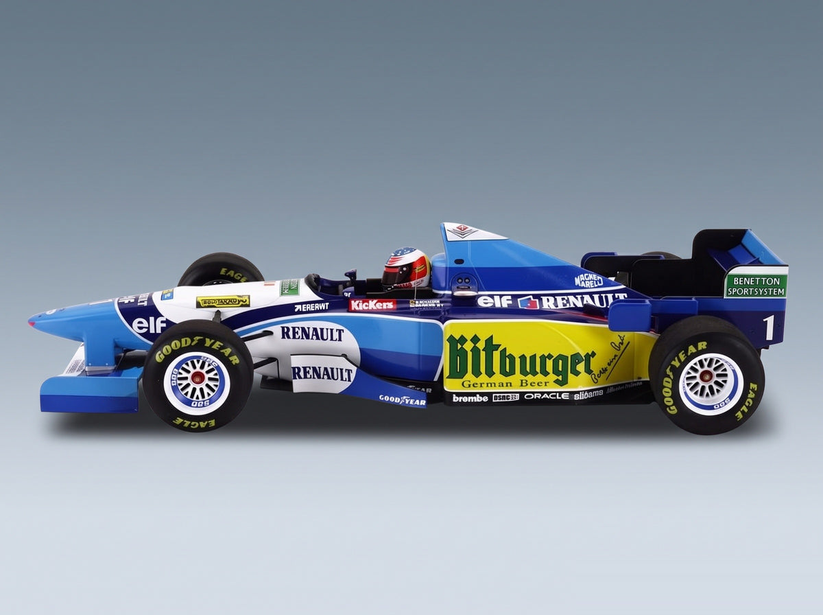 Benetton B195 Mild Seven Renault No. 1 Michael Schumacher Winner Pacific GP World Champion 1995 Minichamps 1:18 scale model - side view