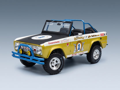 FORD USA - BRONCO N 1 BAJA 1970 - BIG OLY TRIBUTE EDITION - YELLOW MET BLACK scale model - front three-quarter view