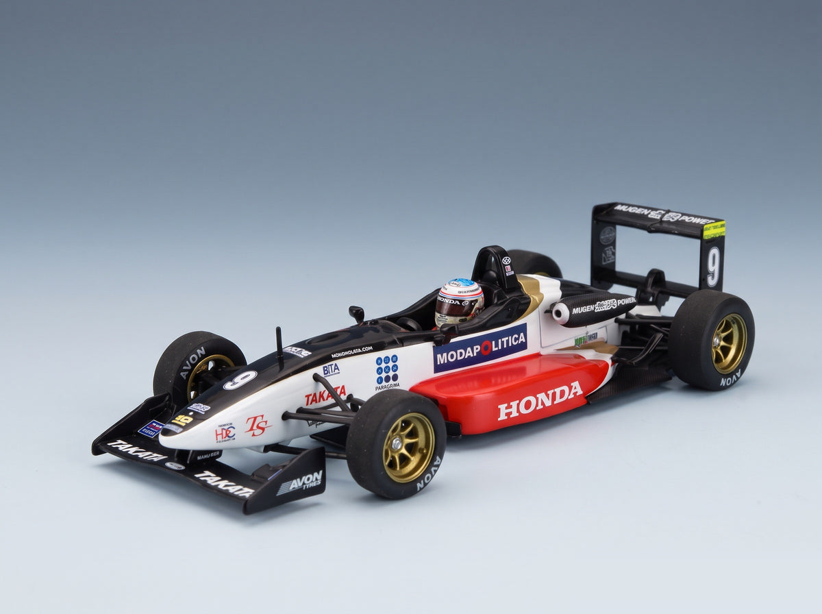 Dallara F3 F300 Mugen Honda No. 9 Takuma Sato Silverstone British GP 2000 Minichamps 1:43 scale model - front three-quarter view