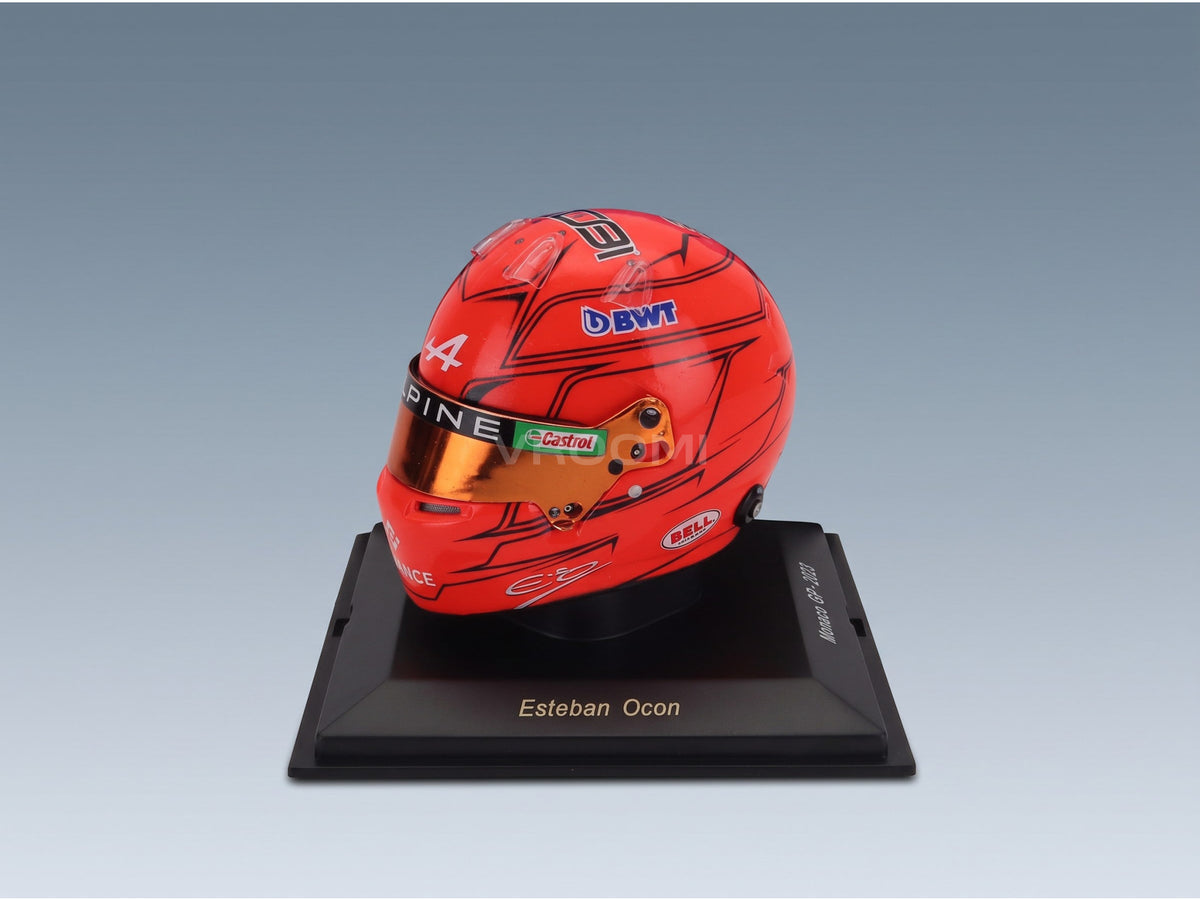 Bell Helmet Alpine A523 BWT Alpine Team No. 31 Esteban Ocon Monaco GP 2023 Spark Model 1:5 scale helmet - front three-quarter view