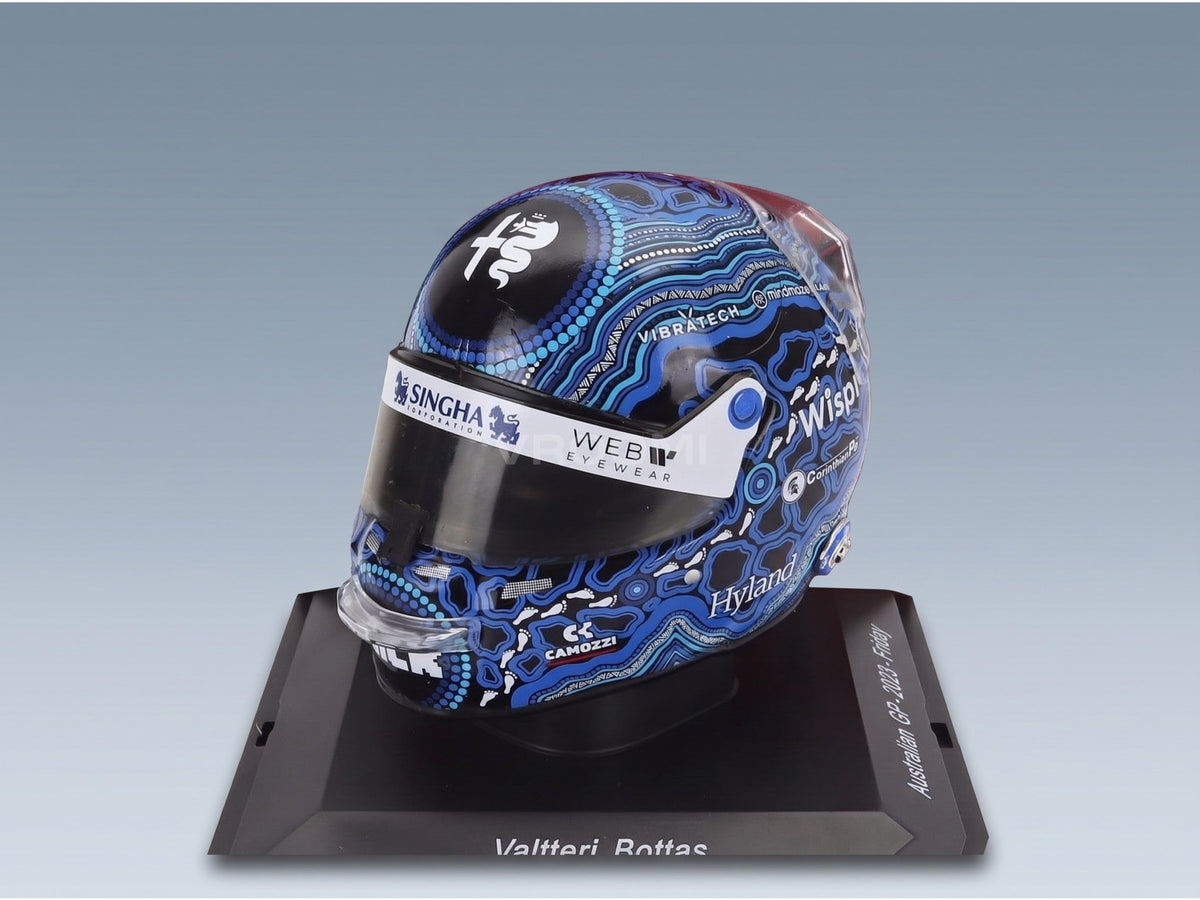 Bell Helmet Alfa Romeo C43 Stake No. 77 Valtteri Bottas Australian GP 2023 Spark Model 1:5 scale helmet - front three-quarter view