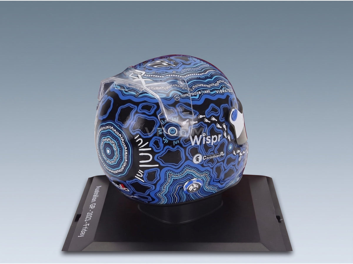 Bell Helmet Alfa Romeo C43 Stake No. 77 Valtteri Bottas Australian GP 2023 Spark Model 1:5 scale helmet - rear three-quarter view