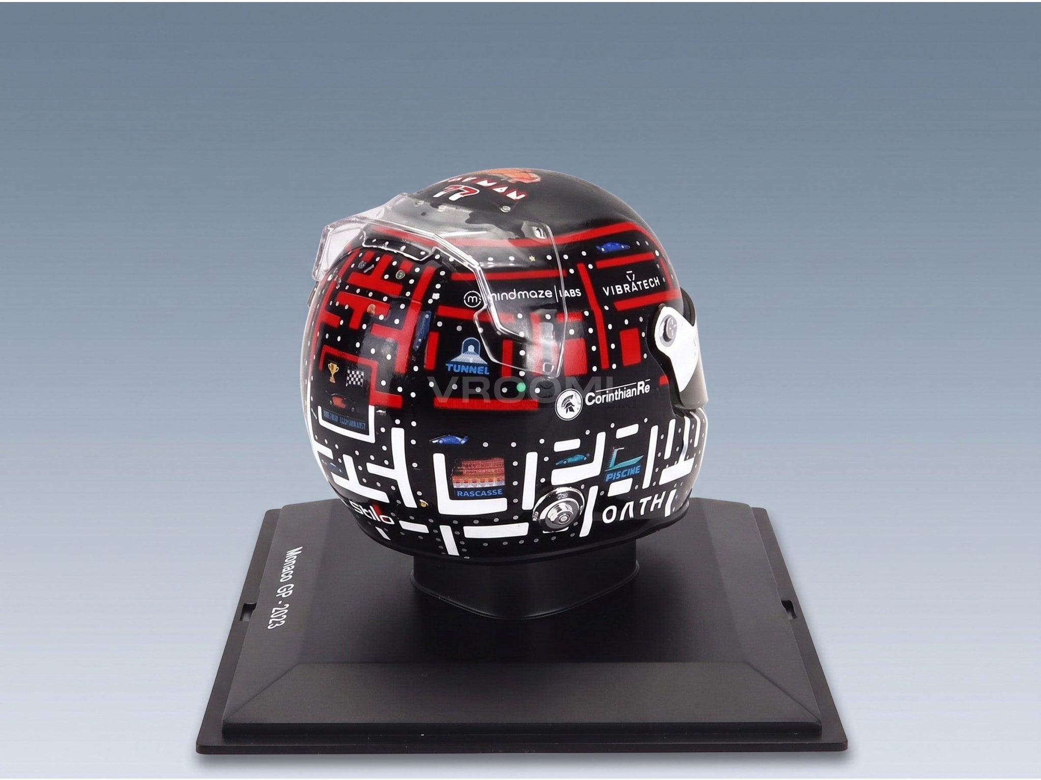 Stilo Helmet Alfa Romeo C43 Stake No. 77 Valtteri Bottas Monaco GP 2023 Spark Model 1:5 scale helmet - rear three-quarter view