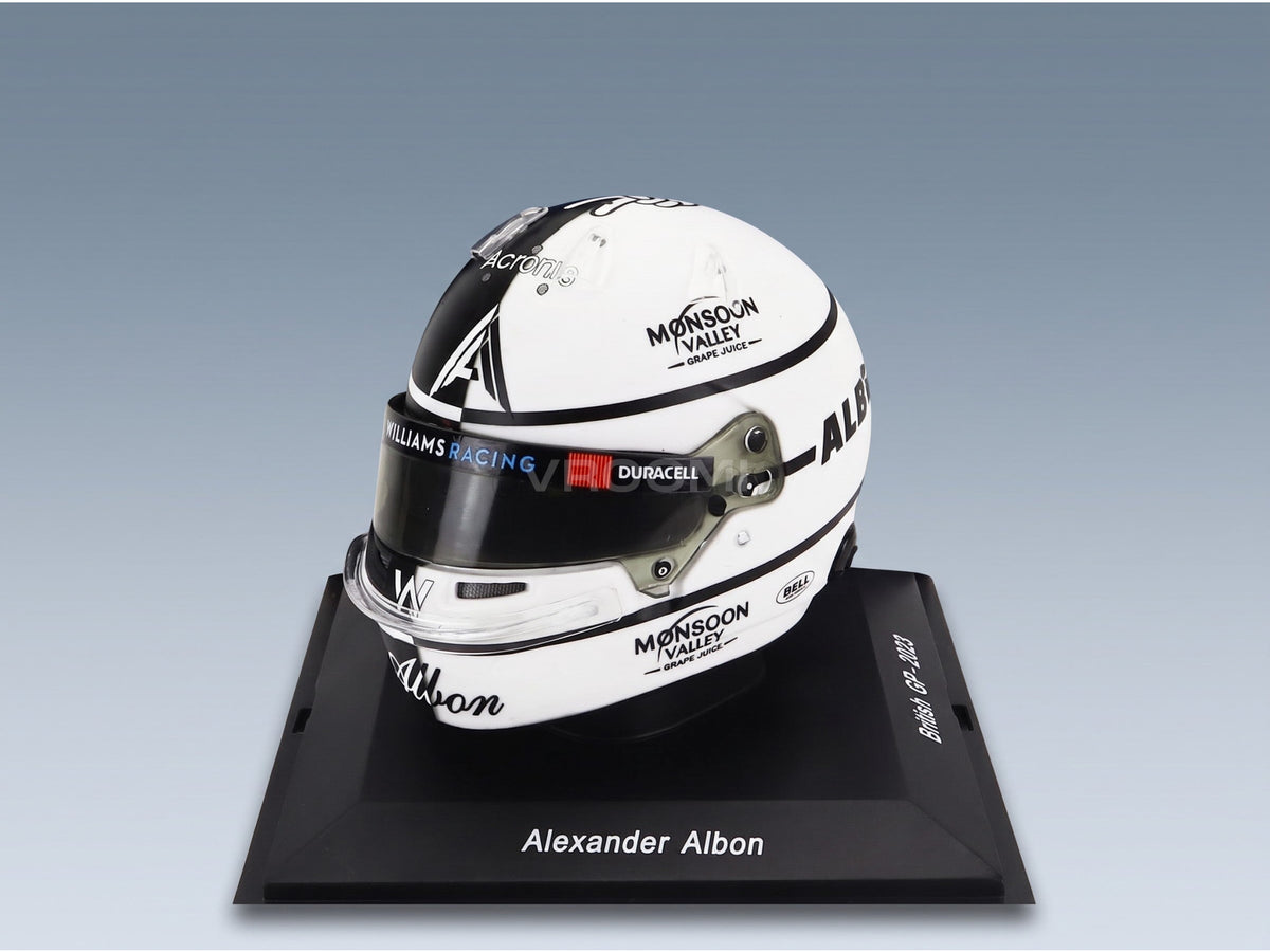 Bell Helmet Williams FW45 Williams Racing No. 23 Alexander Albon British GP 2023 Spark Model 1:5 scale helmet - front three-quarter view