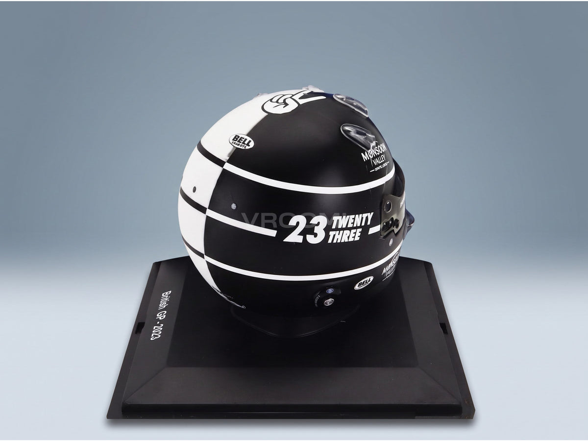 Bell Helmet Williams FW45 Williams Racing No. 23 Alexander Albon British GP 2023 Spark Model 1:5 scale helmet - rear three-quarter view
