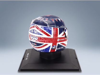 Bell Helmet Alfa Romeo C43 Stake No. 77 Valtteri Bottas British GP 2023 Spark Model 1:5 scale helmet - rear three-quarter view
