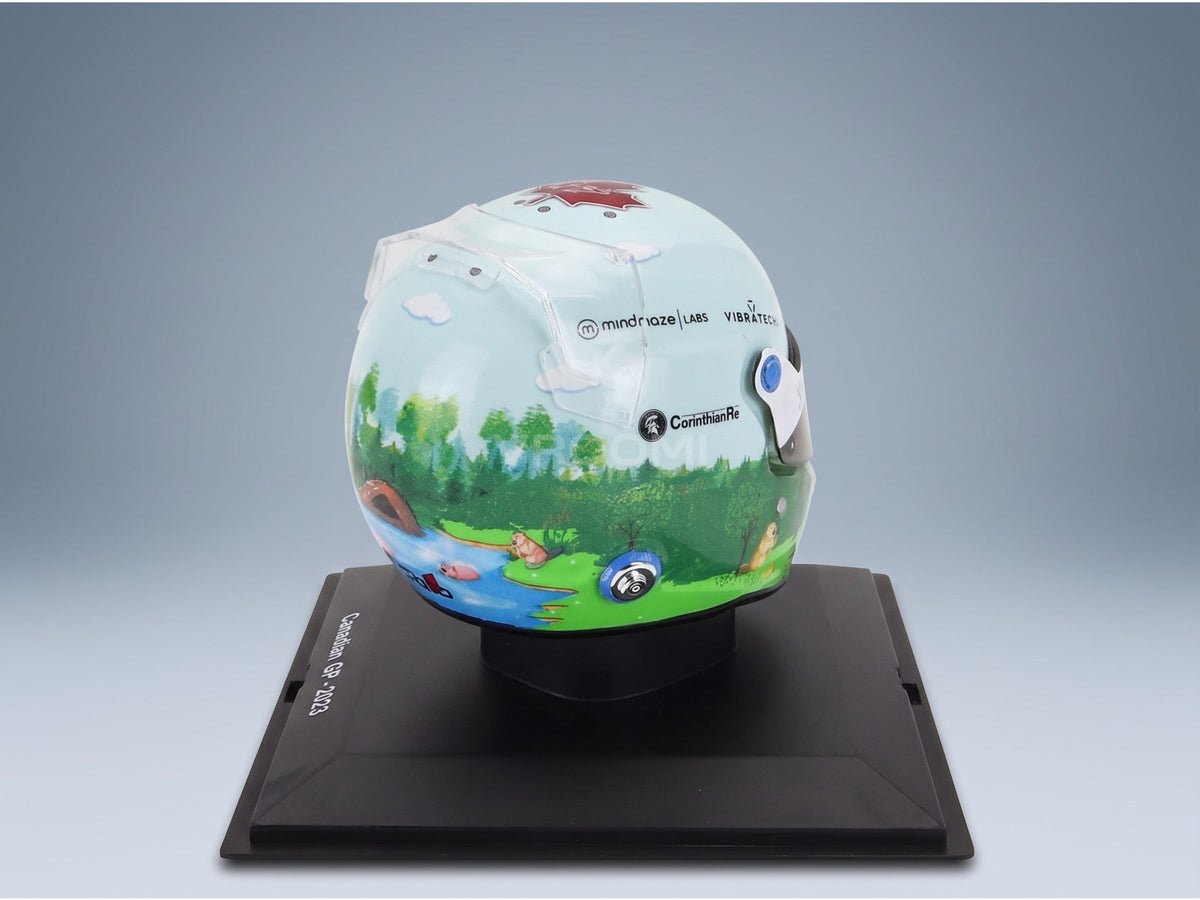 Bell Helmet Alfa Romeo C43 Stake No. 24 Guanyu Zhou Canada GP 2023 Spark Model 1:5 scale helmet - rear three-quarter view