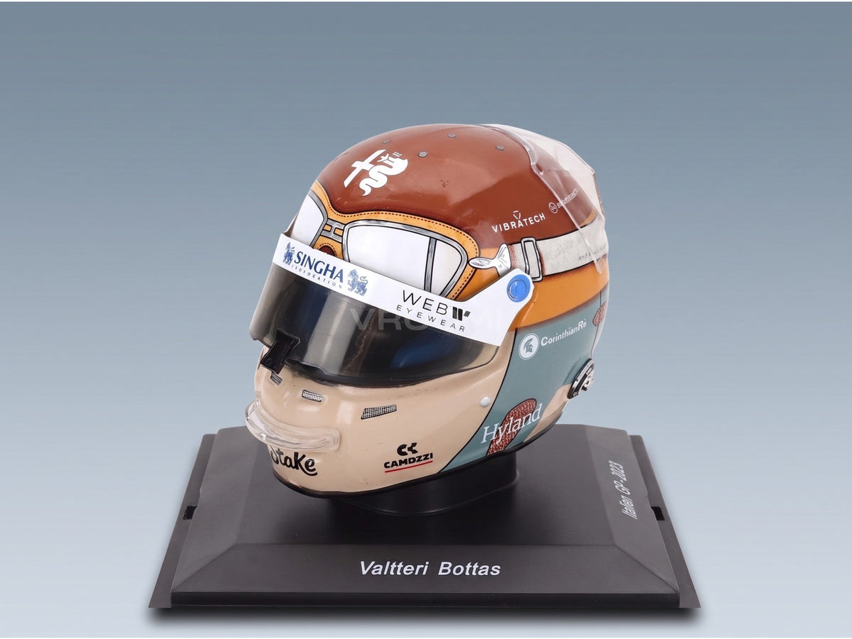 Bell Helmet Alfa Romeo C43 Stake No. 77 Valtteri Bottas Italian GP 2023 Spark Model 1:5 scale helmet - front three-quarter view