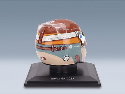 Bell Helmet Alfa Romeo C43 Stake No. 77 Valtteri Bottas Italian GP 2023 Spark Model 1:5 scale helmet - rear three-quarter view