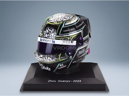 Bell Helmet Zhou Guanyu Stake Kick Sauber No. 24 Season 2024 Spark Model 1:5 scale helmet - front three-quarter view