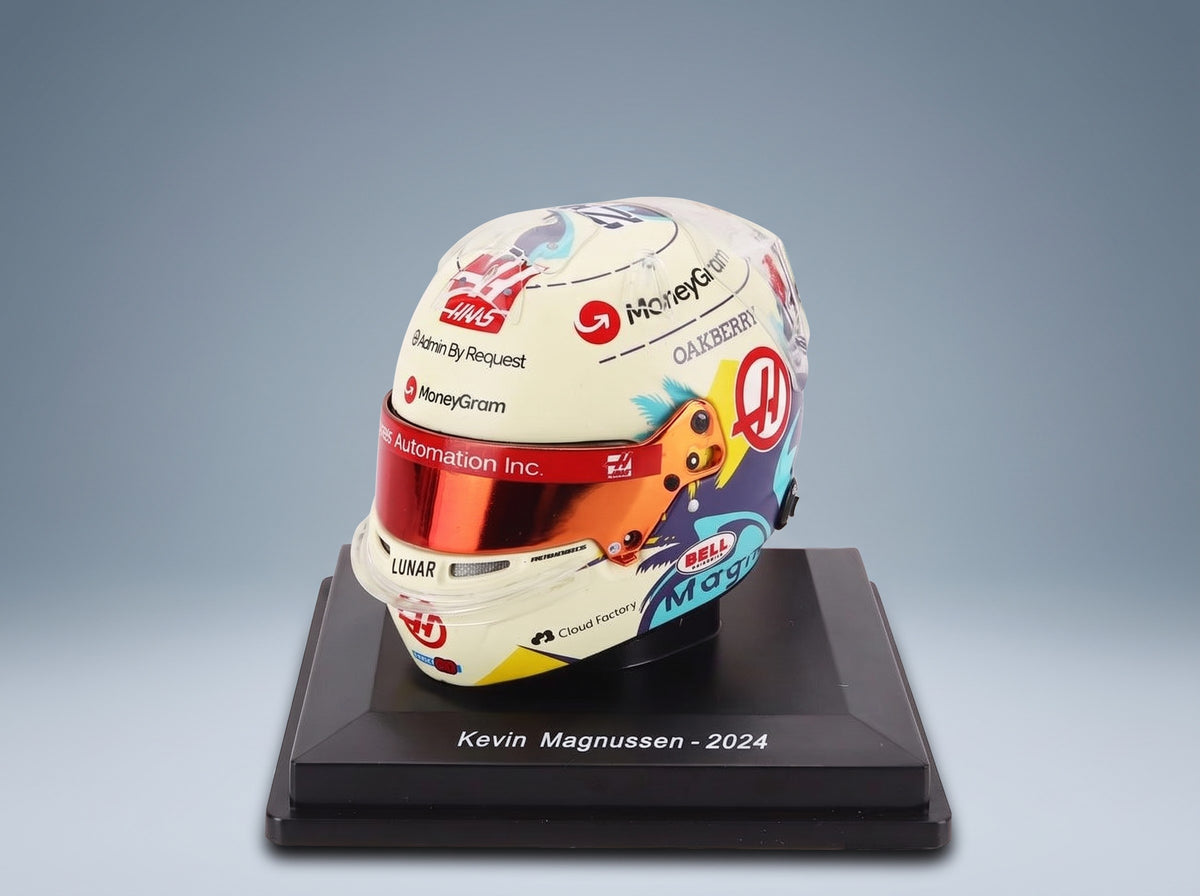 Bell Helmet Kevin Magnussen MoneyGram Haas No. 20 Season 2024 Spark Model 1:5 - front three-quarter view