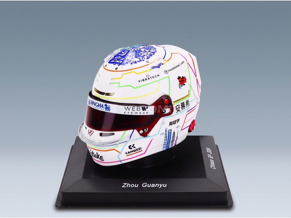 Bell Helmet Guanyu Zhou Stake Kick Sauber No. 24 China GP 2024 Spark Model 1:5 scale helmet - front three-quarter view