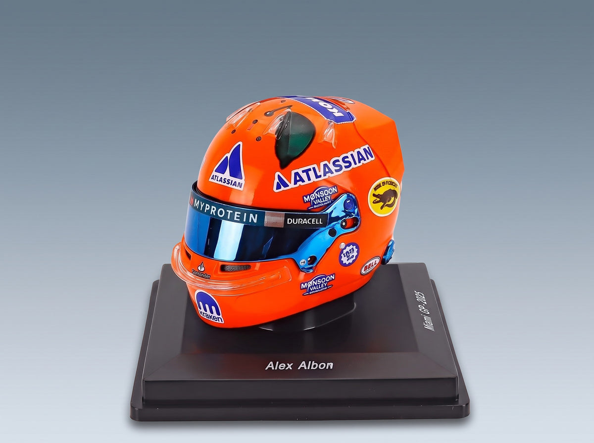 Bell Helmet Alex Albon Williams Racing No. 23 Miami GP 2025 Spark Model 1:5 - front three-quarter view