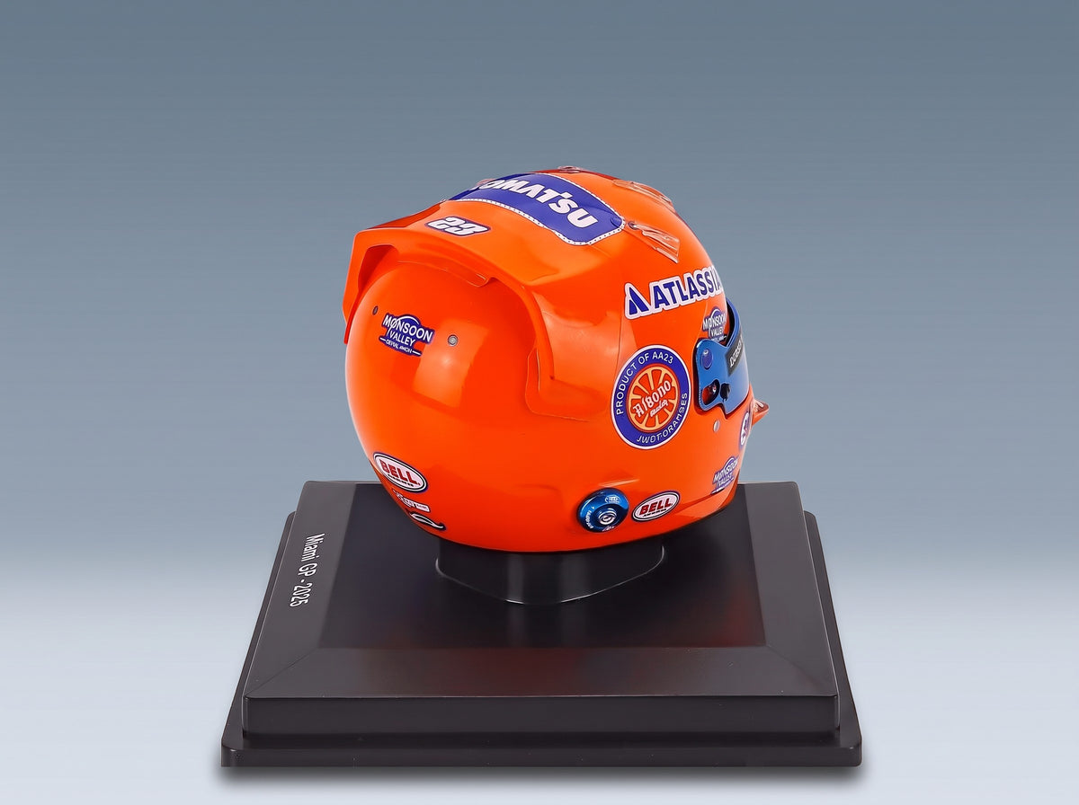 Bell Helmet Alex Albon Williams Racing No. 23 Miami GP 2025 Spark Model 1:5 - rear three-quarter view