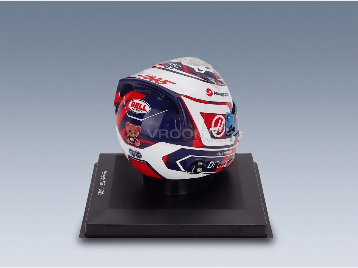 Bell Helmet Oliver Bearman Haas No. 87 British GP 2025 Spark Model 1:18 scale helmet - rear three-quarter view