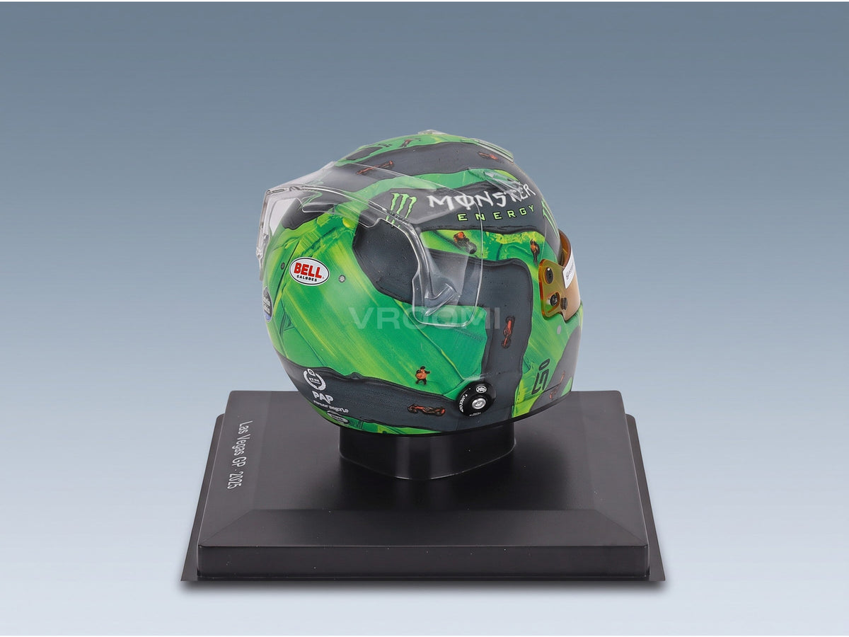 Bell Helmet Lando Norris World Champion McLaren No. 4 Las Vegas USA GP 2025 Spark Model 1:5 scale helmet - rear three-quarter view