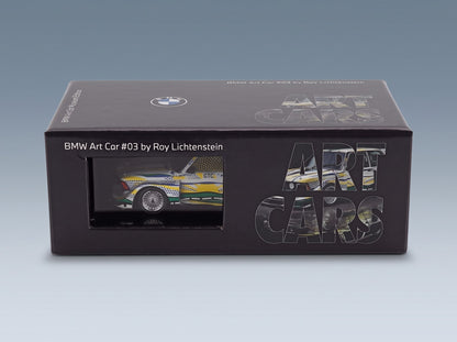 BMW 3-Series 320i Gr.5 Art Car Roy Lichtenstein 1977 White Yellow Green Norev 1:43 scale model - original packaging