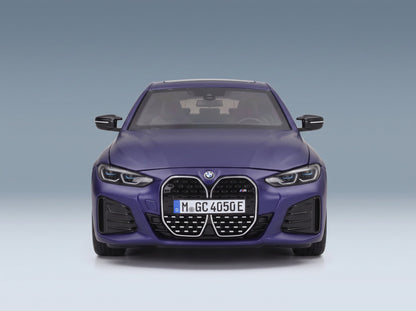 BMW 4-Series i4 M50 (G26) 2022 Matt Blue Minichamps 1:18 scale model - front view