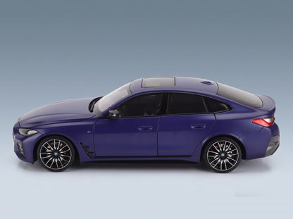 BMW 4-Series i4 M50 (G26) 2022 Matt Blue Minichamps 1:18 scale model - side view