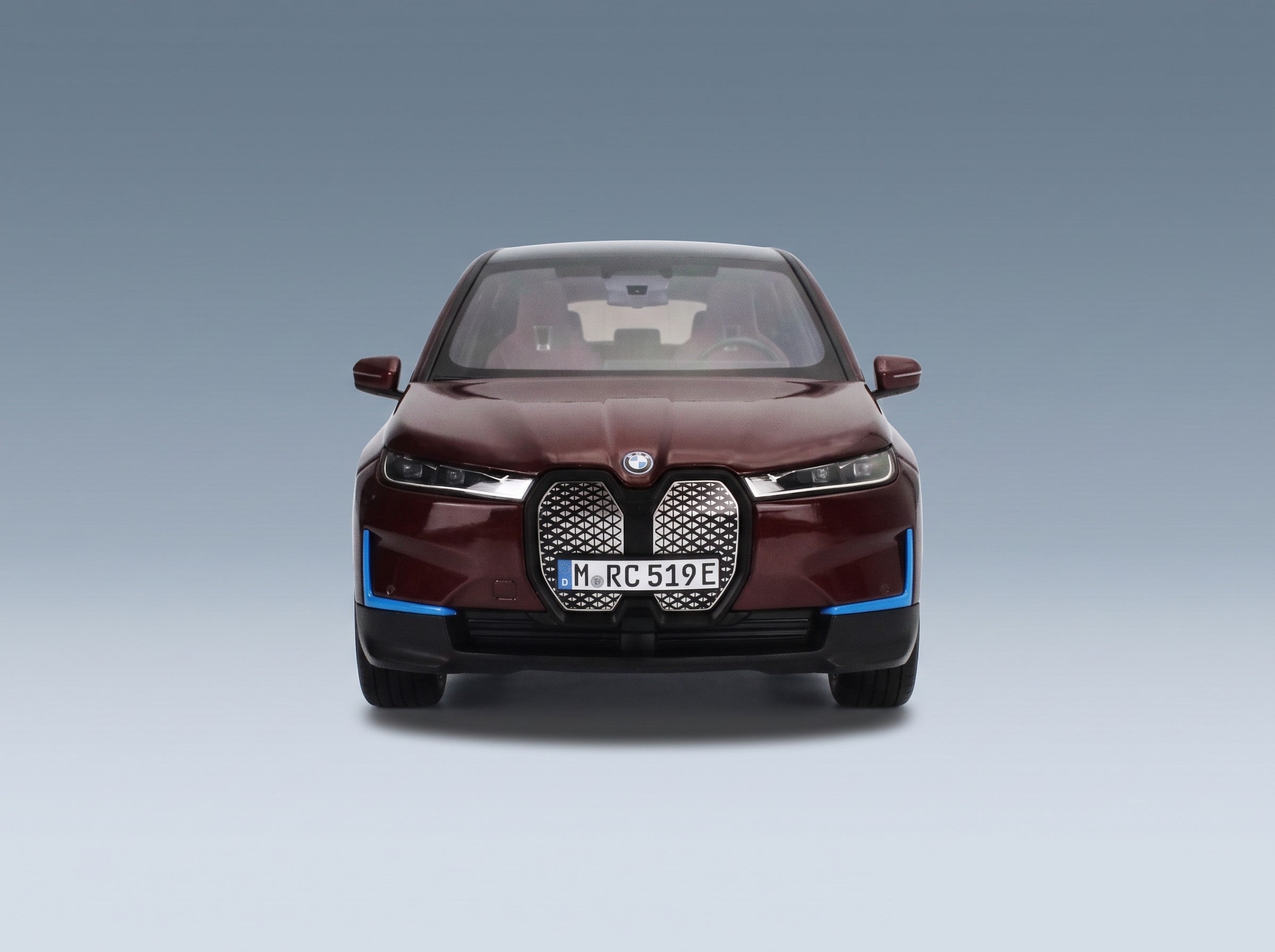 BMW iX SUV 2023 Red Minichamps 1:18 scale model - front view