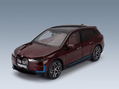 BMW iX SUV 2023 Red Minichamps 1:18 scale model - front three-quarter view
