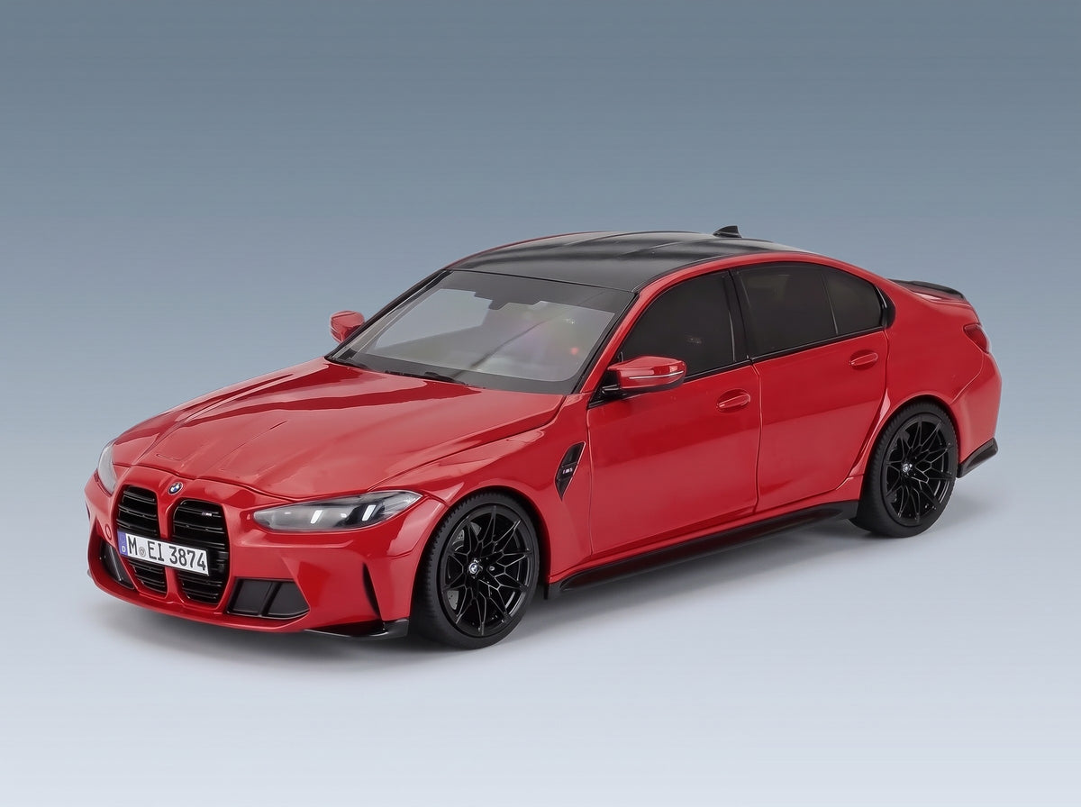BMW 3 Series M3 G80 2023 Toronto Red Minichamps 1:18 scale model - front three-quarter view