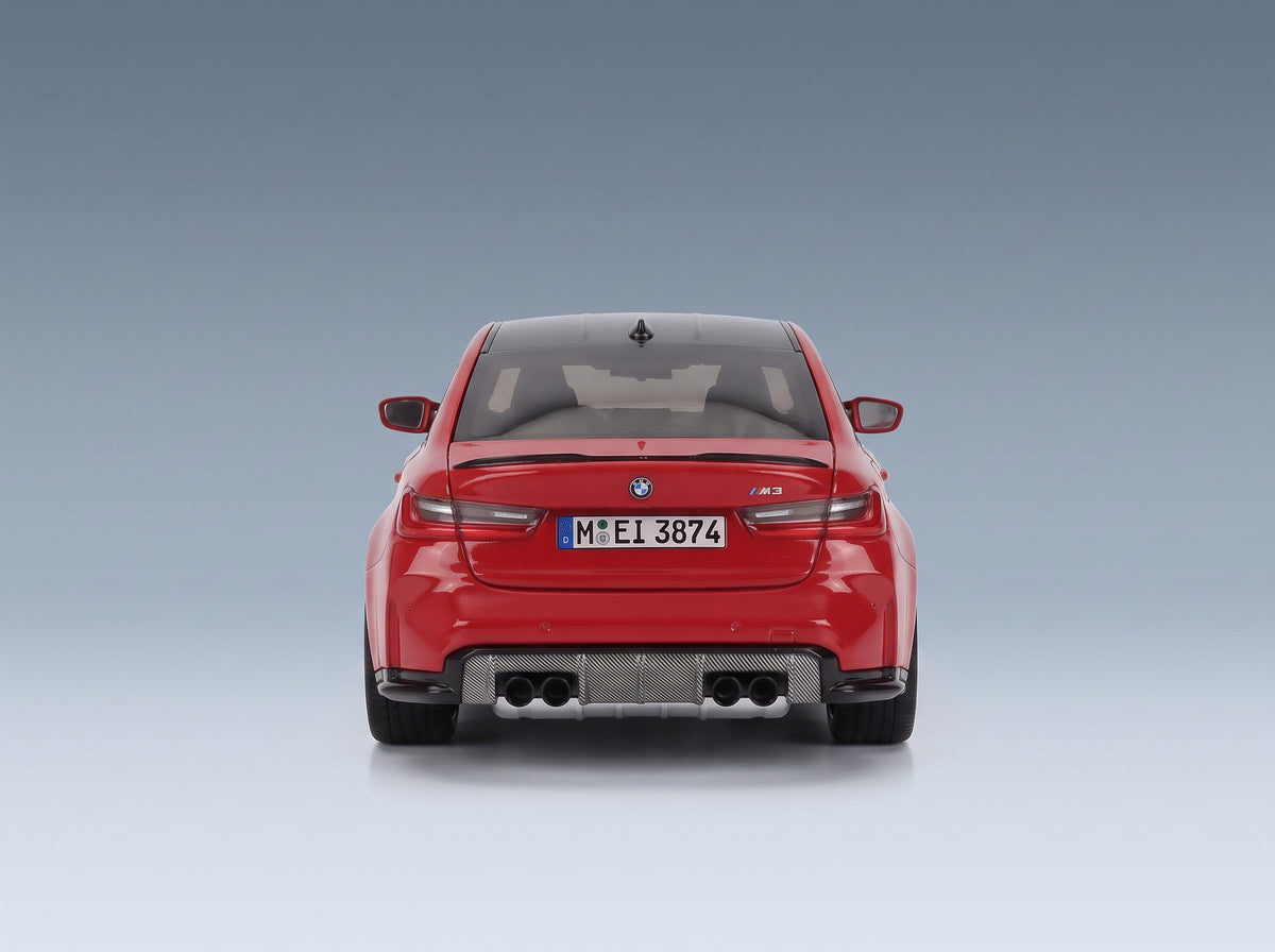 BMW 3 Series M3 G80 2023 Toronto Red Minichamps 1:18 scale model - rear view