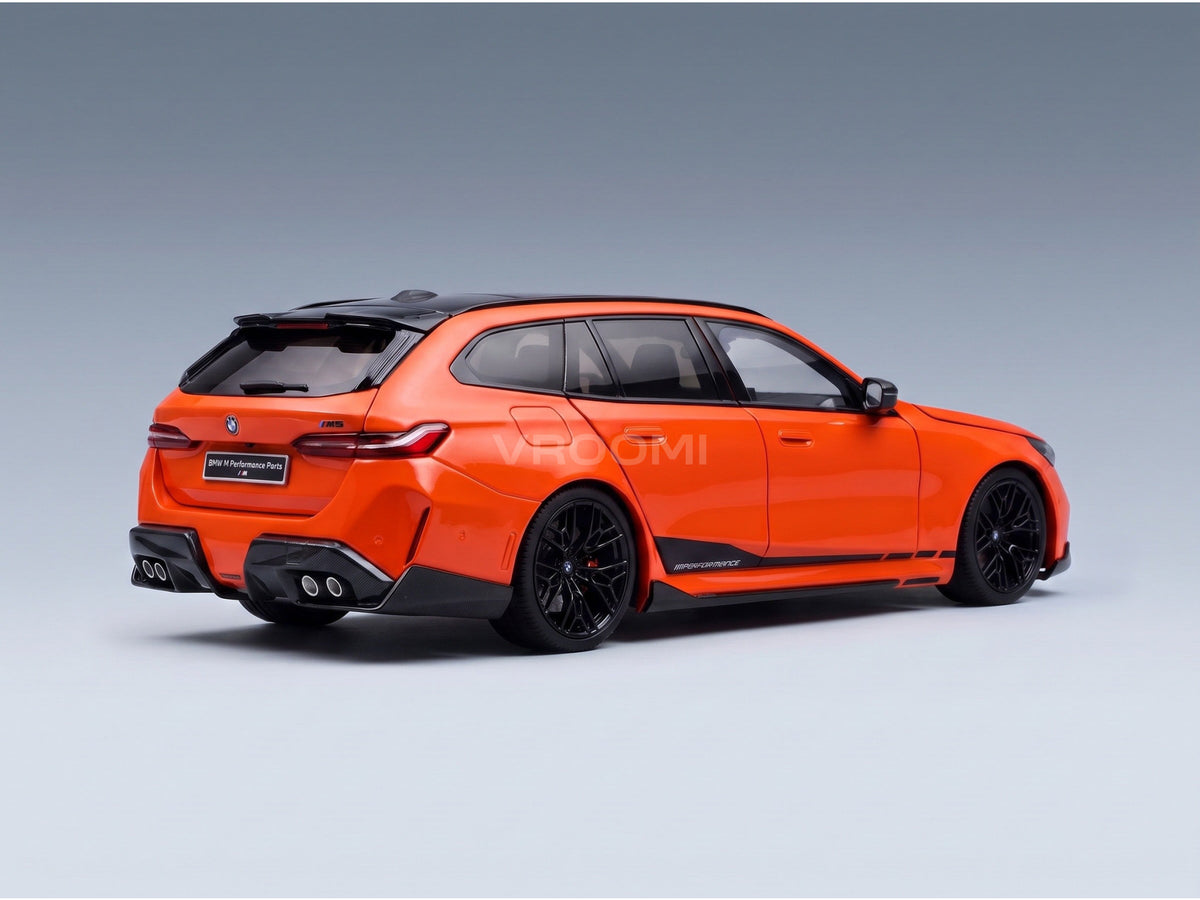 BMW - 5-SERIES M5 PERFORMANCE PARTS (G99) TOURING SW STATION WAGON 2024 - ORANGE BLACK scale model - rear three-quarter view