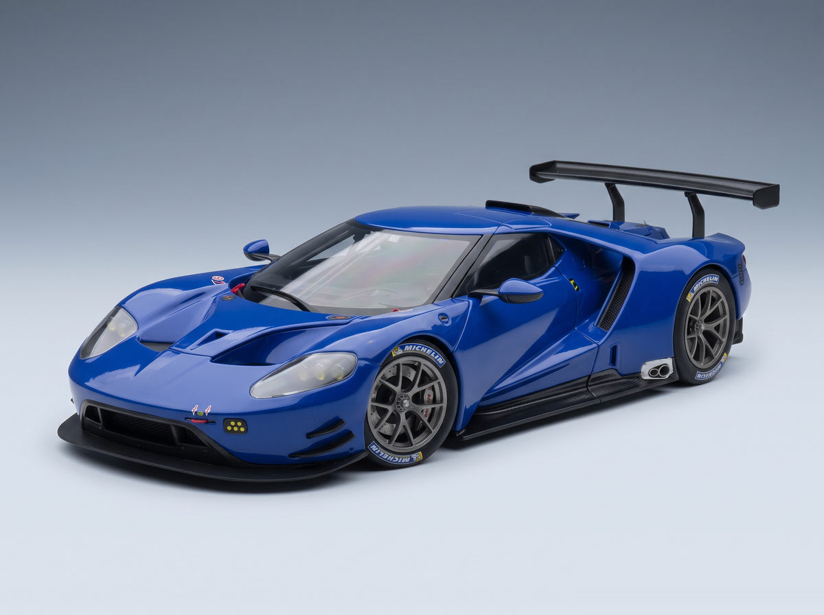Ford GT Le Mans Plain Body Version 2019 Blue AUTOart 1:18 scale model - front three-quarter view