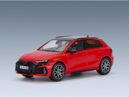 Audi RS3 Sportback 2025 Red Norev 1:43 scale model - front three-quarter view
