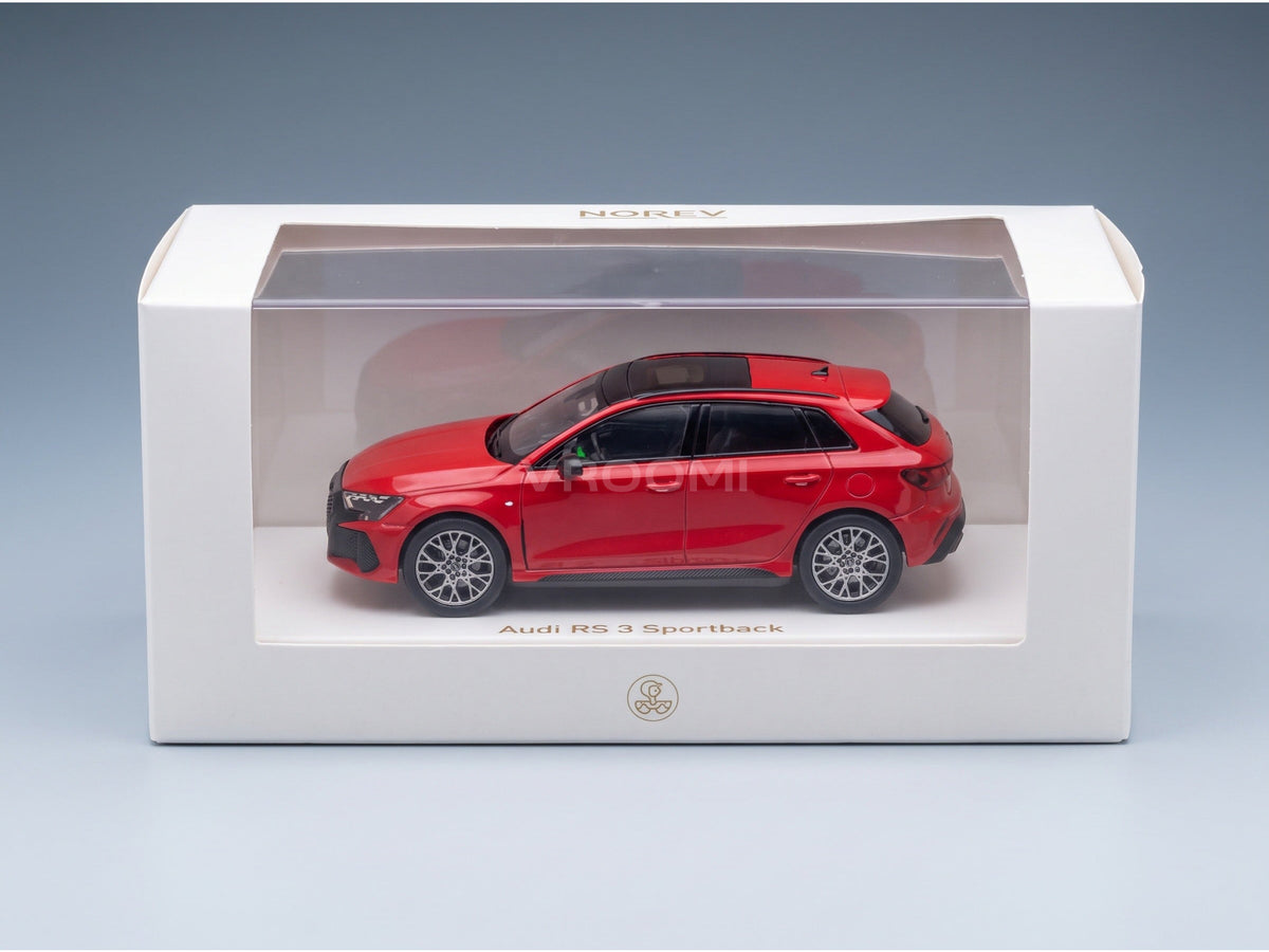 Audi RS3 Sportback 2025 Red Norev 1:43 scale model - original packaging