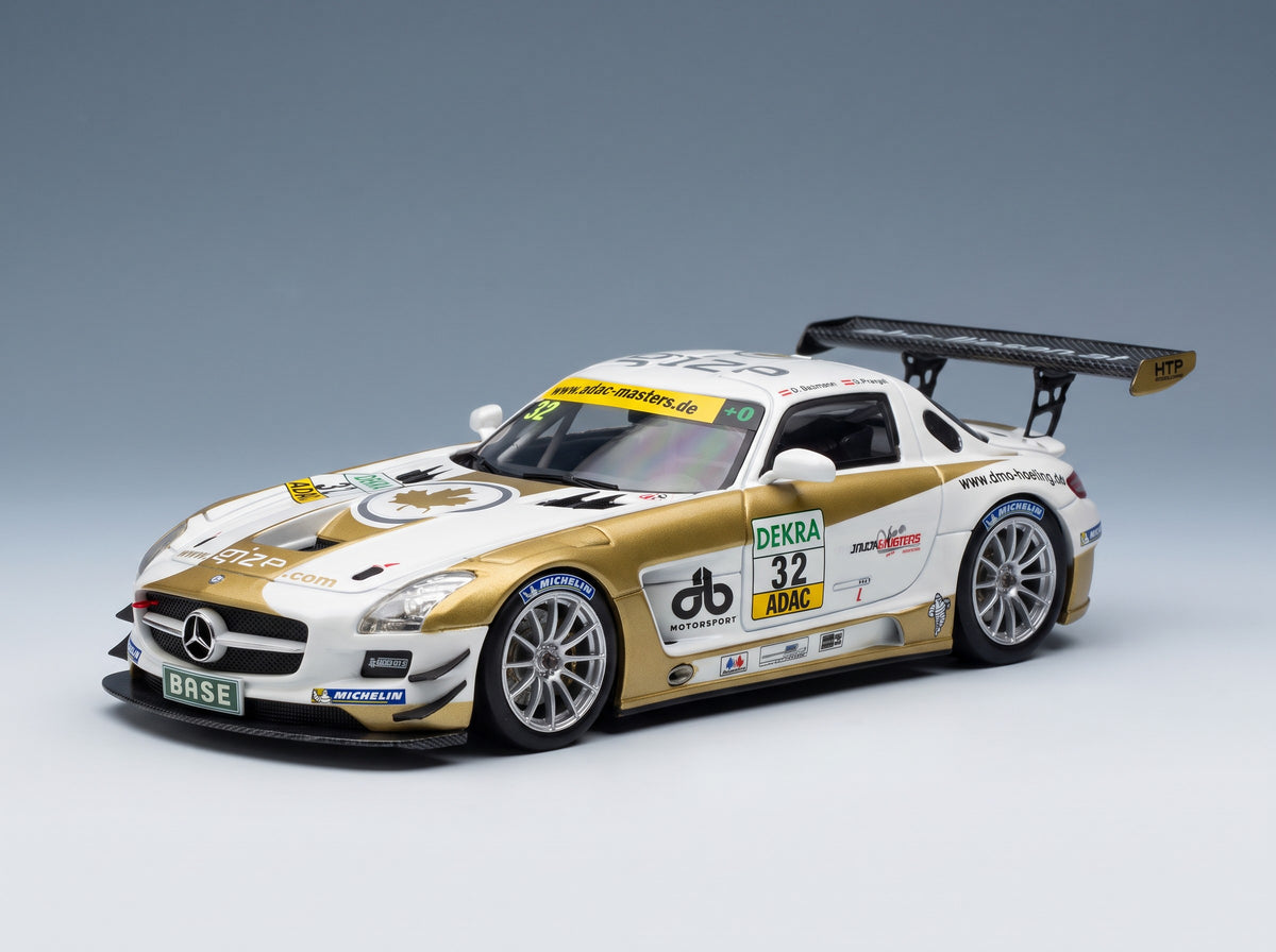 Mercedes-Benz SLS Coupé 6.3 AMG GT3 C197 No. 32 D. Baumann H. Proczyk ADAC Masters GT 2012 White Gold Schuco 1:43 scale model - front three-quarter view