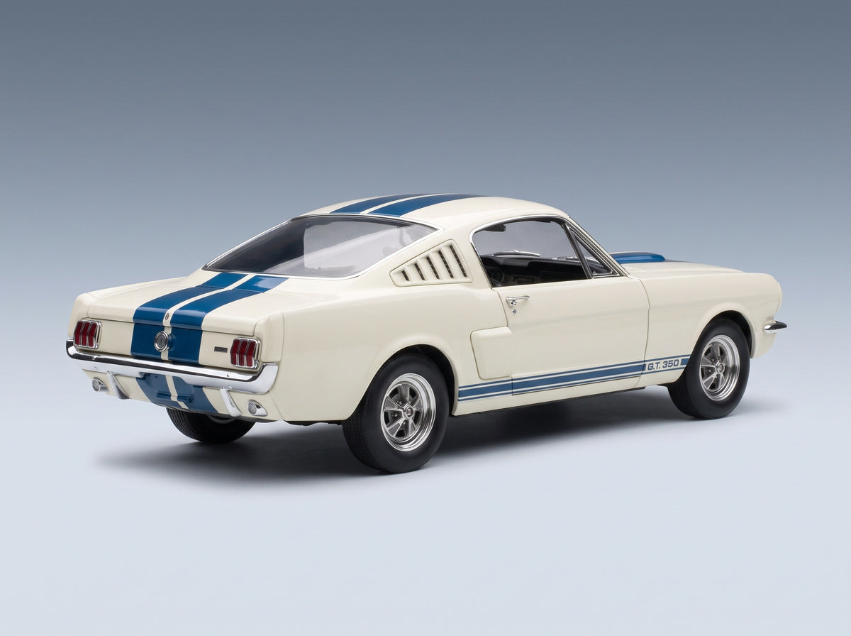 FORD USA - MUSTANG SHELBY GT350 COUPE 1965 - WHITE scale model - rear three-quarter view