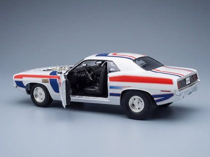 PLYMOUTH - HEMI CUDA COUPE 1970 - WHITE RED BLUE scale model - interior
