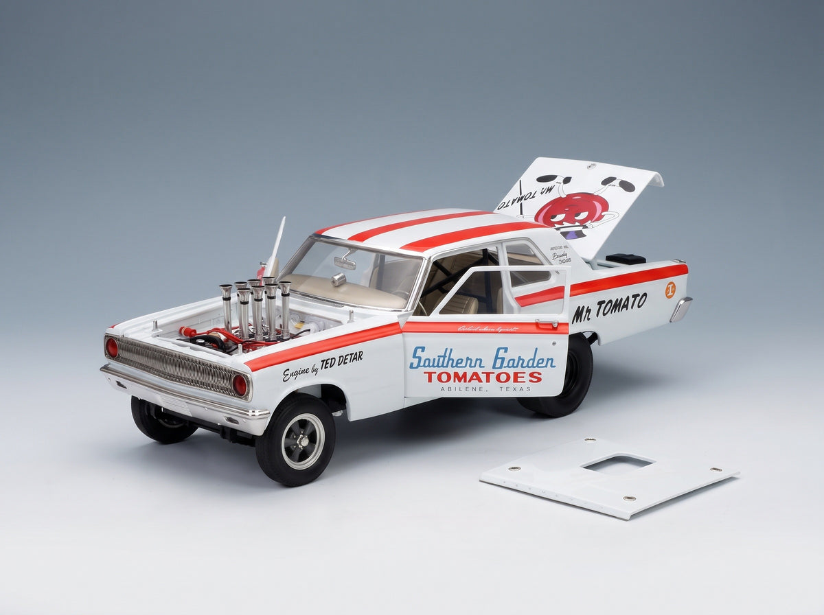 DODGE - CORONET AWB MR. TOMATO RACING 1965 - WHITE RED scale model - opening parts
