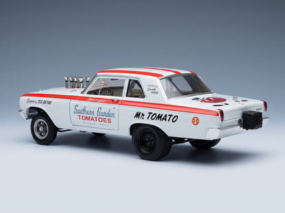 DODGE - CORONET AWB MR. TOMATO RACING 1965 - WHITE RED scale model - rear three-quarter view