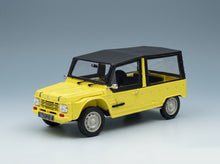 Citroën Méhari 1970 Yellow Black Norev 1:18 scale model - front three-quarter view
