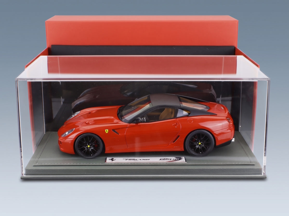 Ferrari 599 GTB Fiorano F-1 Gearbox 2007 Rosso Corsa with Showcase BBR Models 1:18 scale model - original packaging