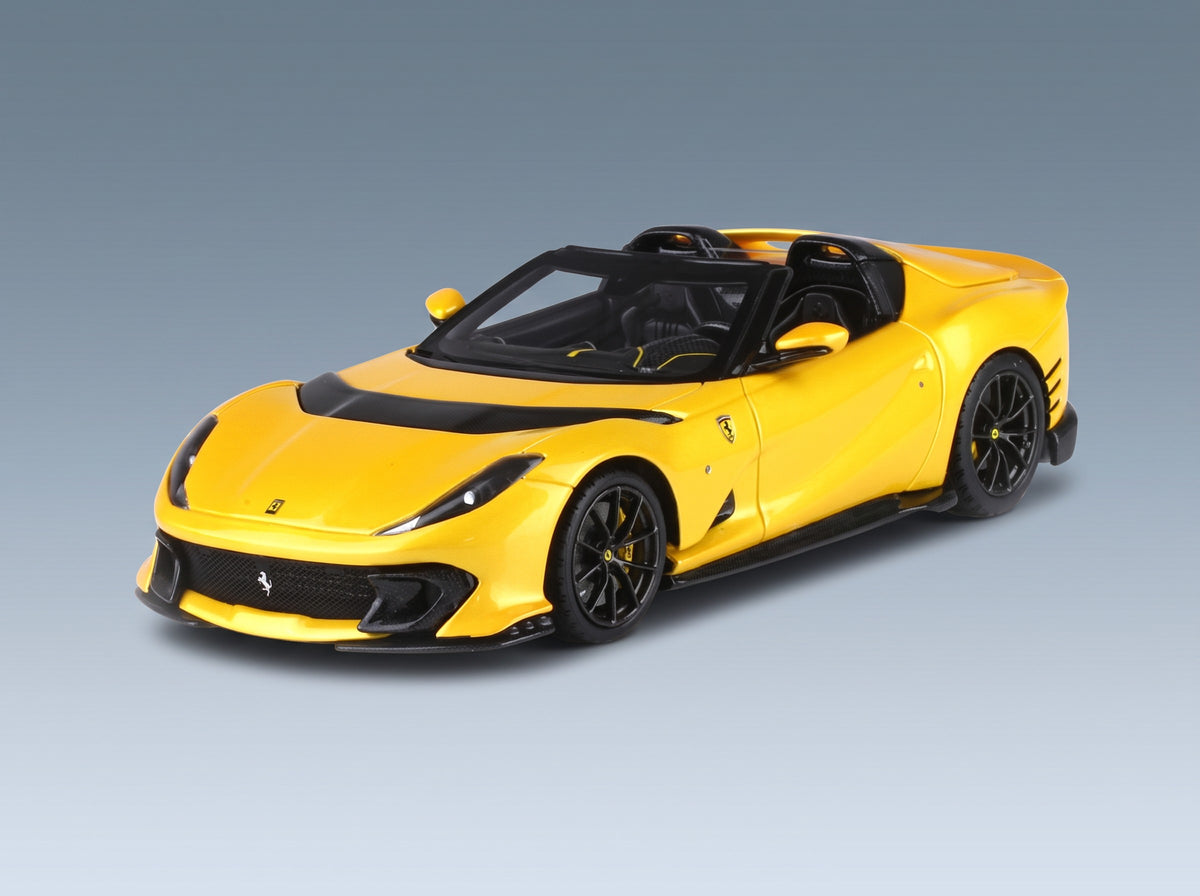 Ferrari 812 Competizione A Spider 2022 Giallo Tristrato Black Wheels BBR Models 1:43 scale model - front three-quarter view