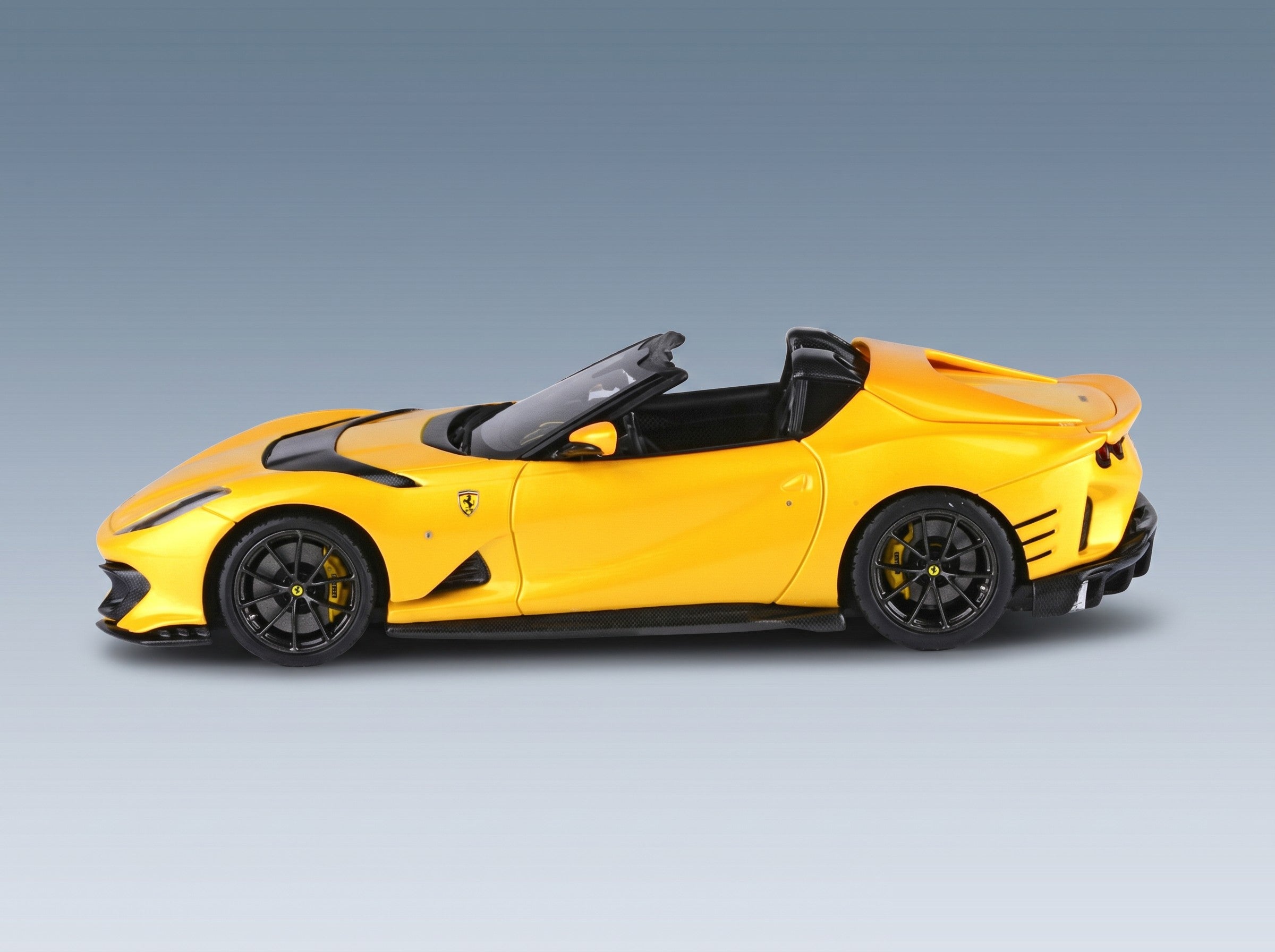 Ferrari 812 Competizione A Spider 2022 Giallo Tristrato Black Wheels BBR Models 1:43 scale model - side view