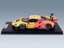 FERRARI - 296 GT3 3.0L TURVO V6 TEAM DRAGONSPEED N 81 IMSA LAGUNA SECA 2025 ALBERT COSTA - GIACOMO ALTOE' - RED YELLOW BLACK scale model - front three-quarter view on display base