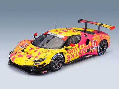 FERRARI - 296 GT3 3.0L TURVO V6 TEAM DRAGONSPEED N 81 IMSA LAGUNA SECA 2025 ALBERT COSTA - GIACOMO ALTOE' - RED YELLOW BLACK scale model - front three-quarter view