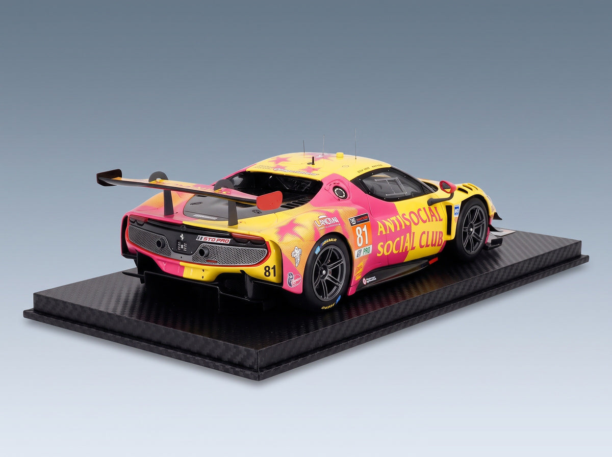 FERRARI - 296 GT3 3.0L TURVO V6 TEAM DRAGONSPEED N 81 IMSA LAGUNA SECA 2025 ALBERT COSTA - GIACOMO ALTOE' - RED YELLOW BLACK scale model - rear view