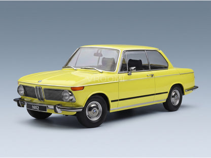 BMW 1602 1-Series 1971 Yellow KK Scale 1:18 scale model - front three-quarter view