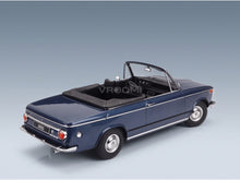 BMW 2002 Cabriolet with Removable Soft-Top 1968 Blue Metallic KK Scale 1:18 scale model - rear three-quarter view